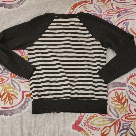 Tart Zip Up Sweatshirt Jacket Wrap Side Zip StripeGrey White Women's Small S - Picture 5 of 11
